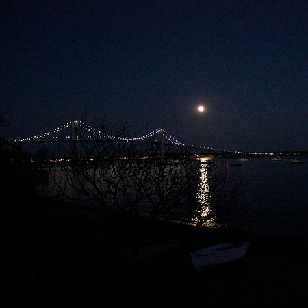 Newport Bridge and moon
